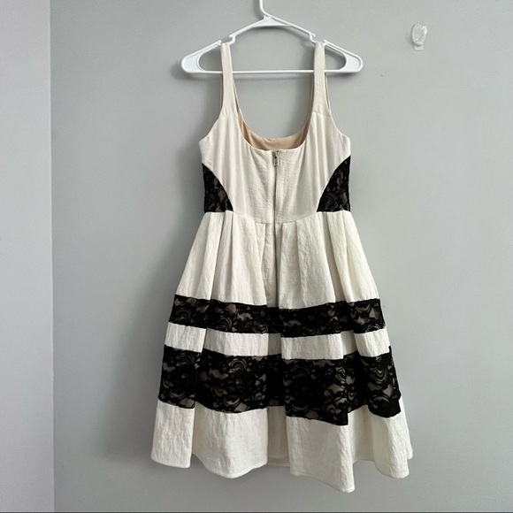 ABS Fit & Flare Ivory and Black Lace Cocktail Dress Size 6 - Picture 9 of 16